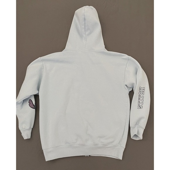 STITCH Disney Ohana Lilo & Stitch Light Blue Hooded Full Zip Jacket Size Large - Picture 5 of 9